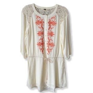 MISS ME Embroidered‎ Boho Dress in Cream Women’s Medium